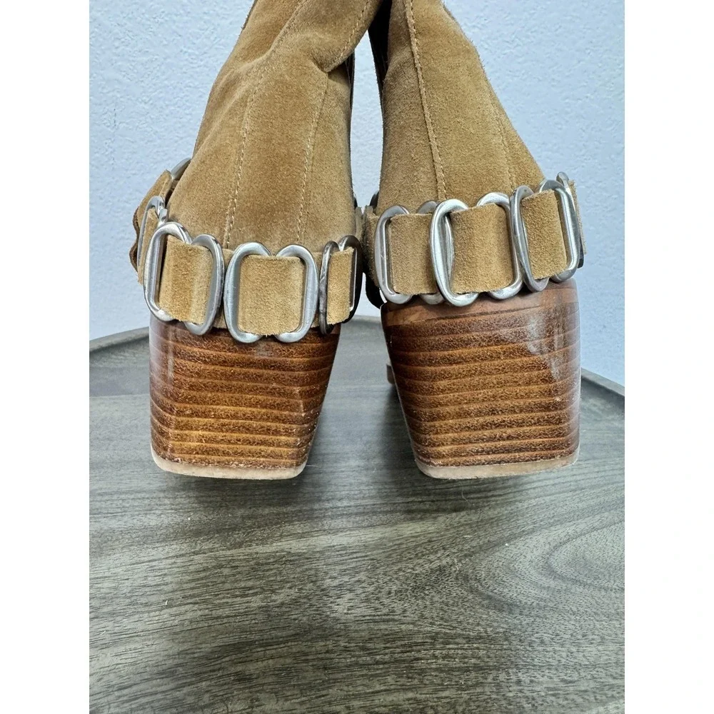 Sam Edelman Bellamie Boot Women's Size 10 Camel Suede‎ Western Harness Ankle